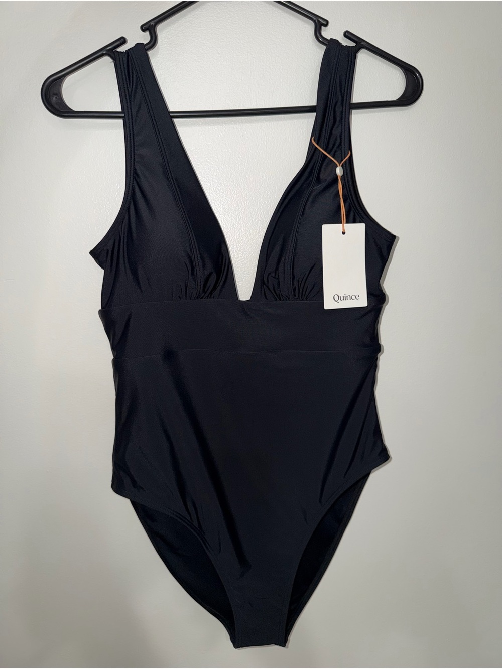 Quince Italian Plunge One-Piece Swimsuit - Black